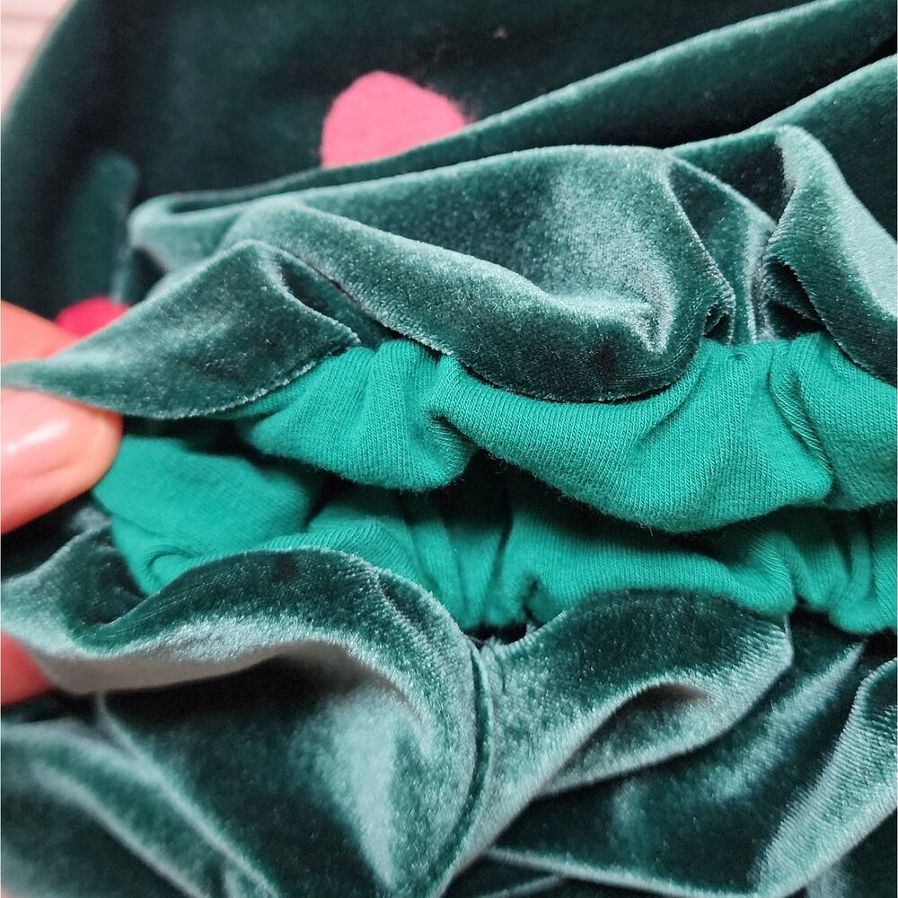 Catimini Girls Green Velvet Holiday Pom Pom Bubble Dress - Picture 5 of 9